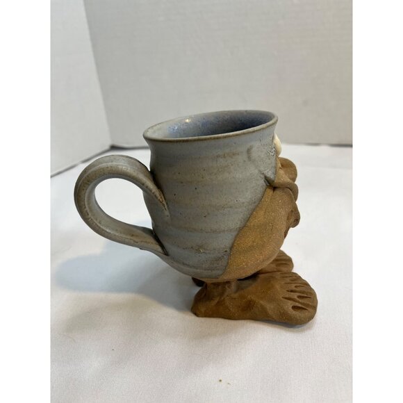 Vintage 3D  Funny Face Big Feet Mug  Hand Crafted Pottery 1980 Stoneware Folk - Picture 4 of 8
